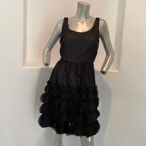 Corey Lynn Calter Sleeveless Mesh scalloped Black Dress